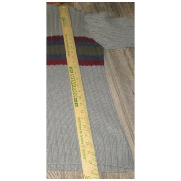 Croft Barrow NWT Sweater Mens Large Gray Wine Stripe Pullover Vtg Grunge Fall - Picture 4 of 9